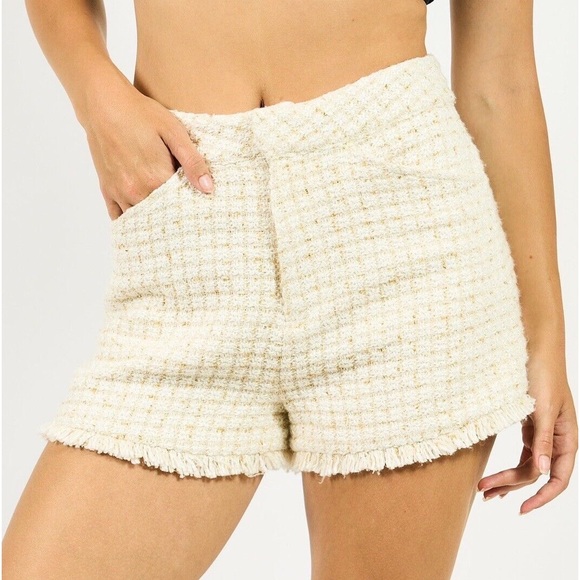 Labiz Pants - Cream Tweed Shorts